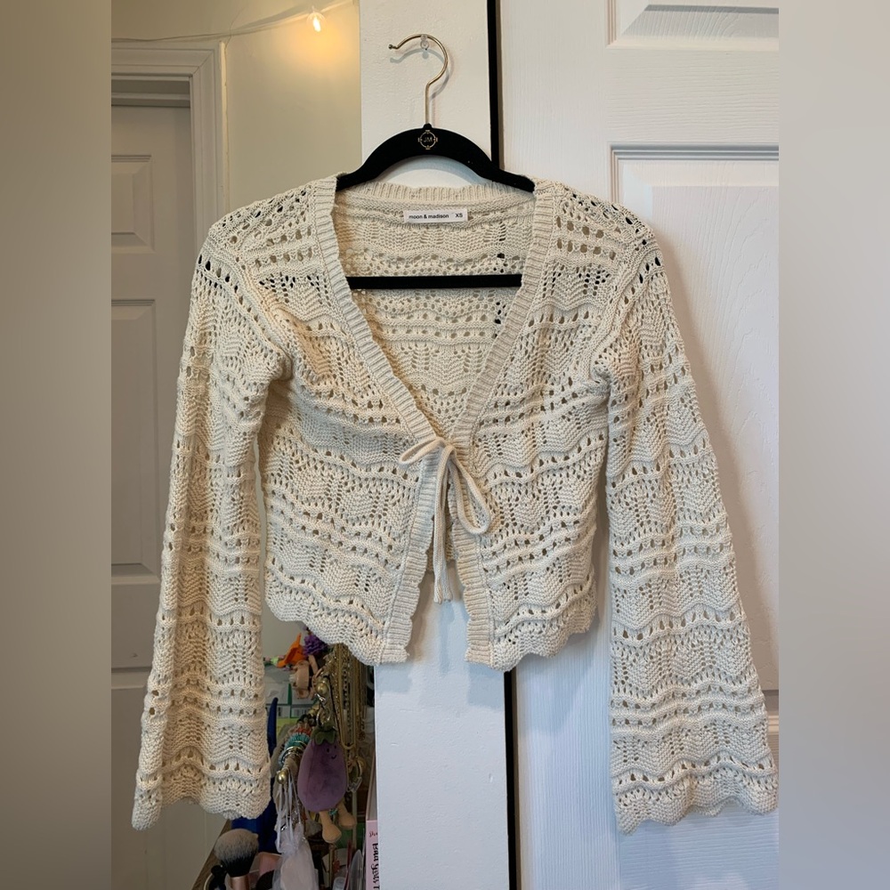 Cream Crochet Cardigan
